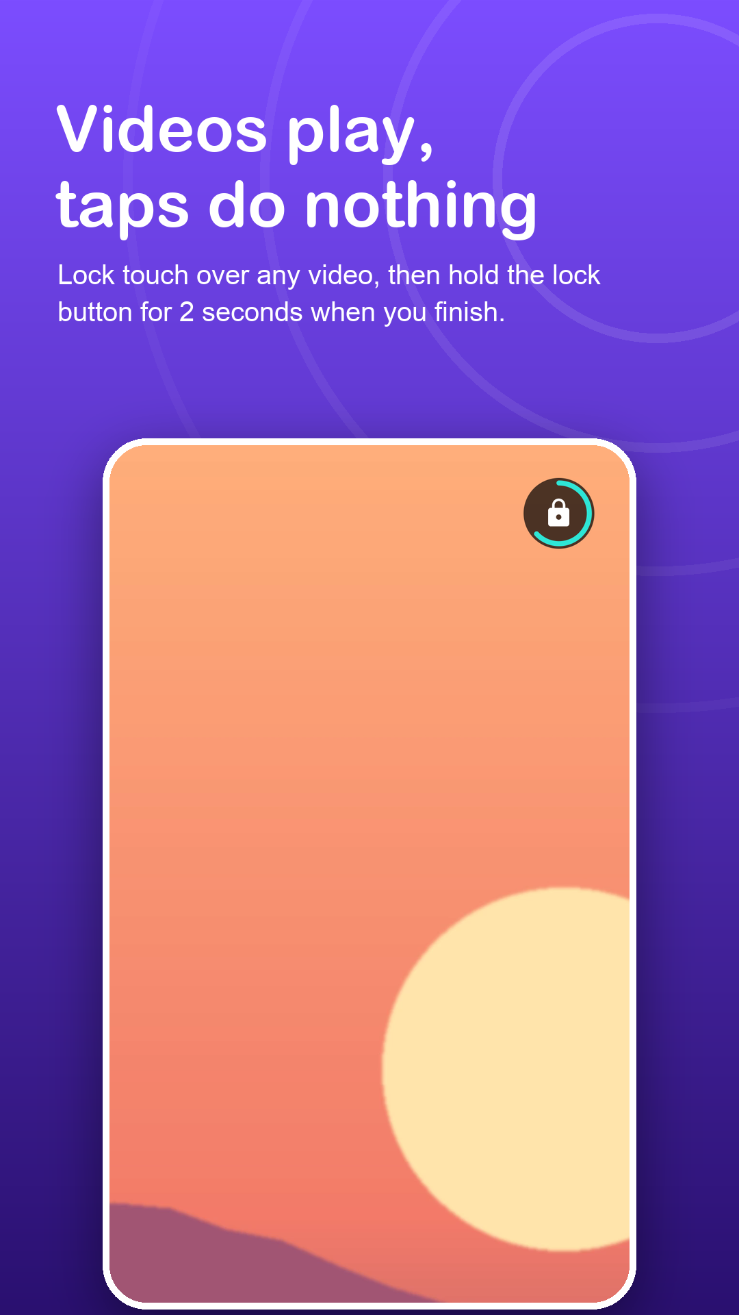 Sunset video playing with the lock button being held to unlock
